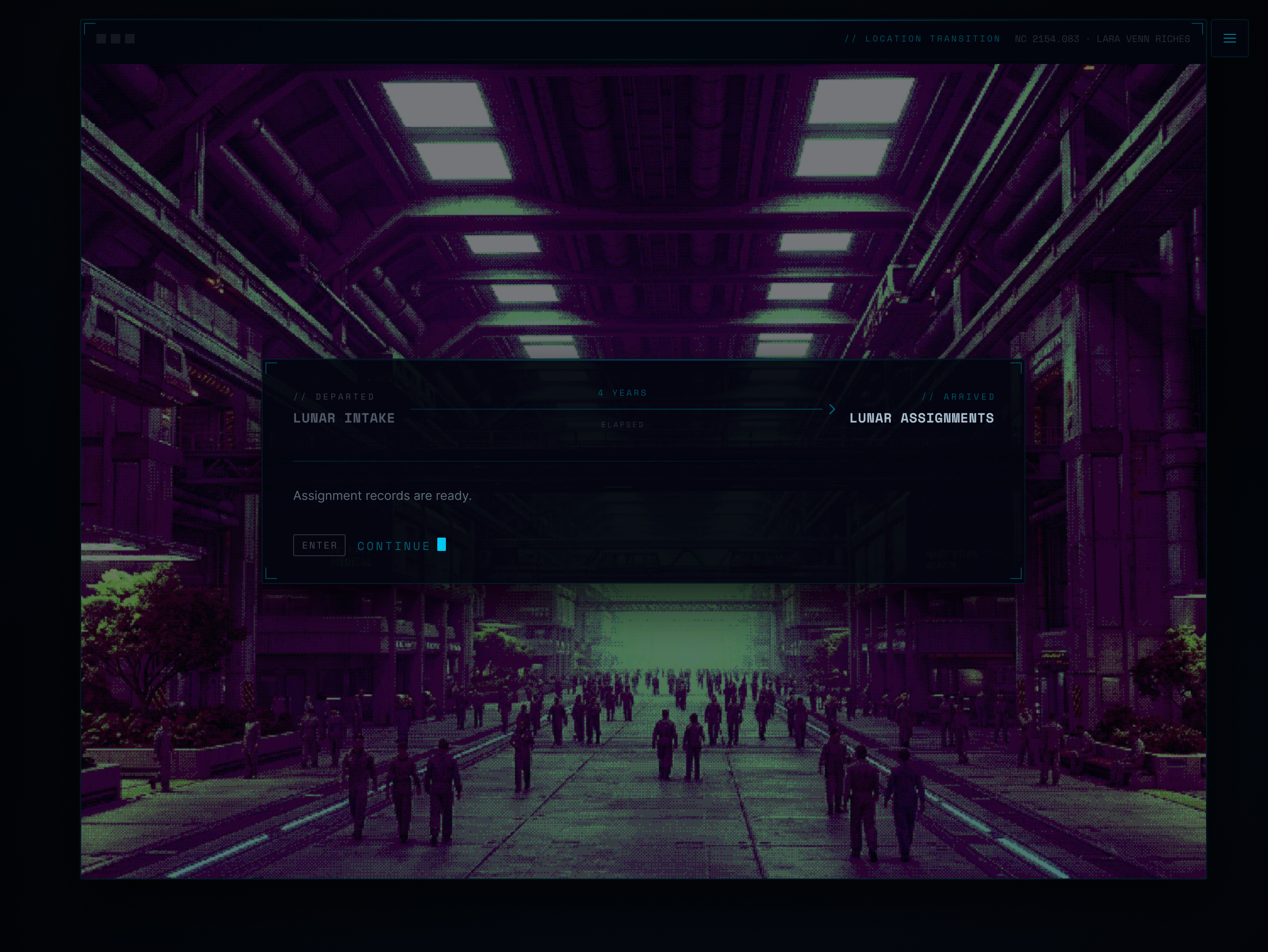 A Long Shadow location transition screen showing the passage of time.