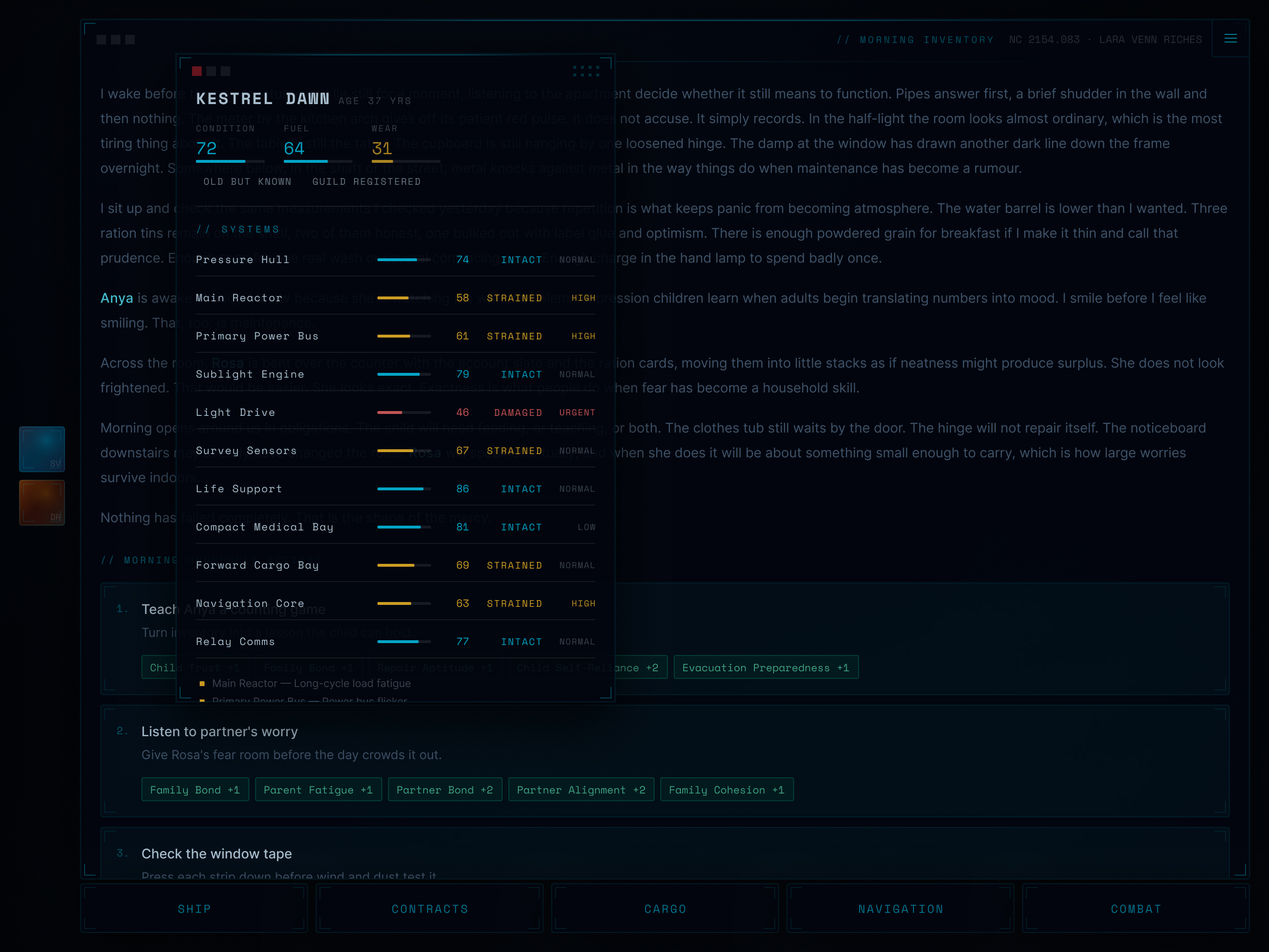 A Long Shadow ship management screen showing the expanding scope of play.