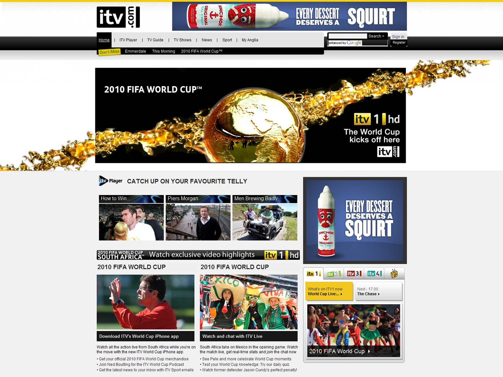 Screenshot of the ITV website redesign