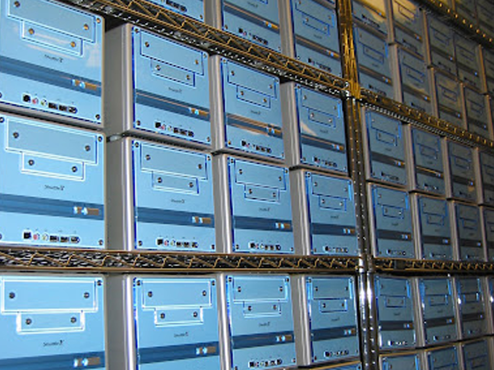 A photograph showing stacked Shuttle XPC computers