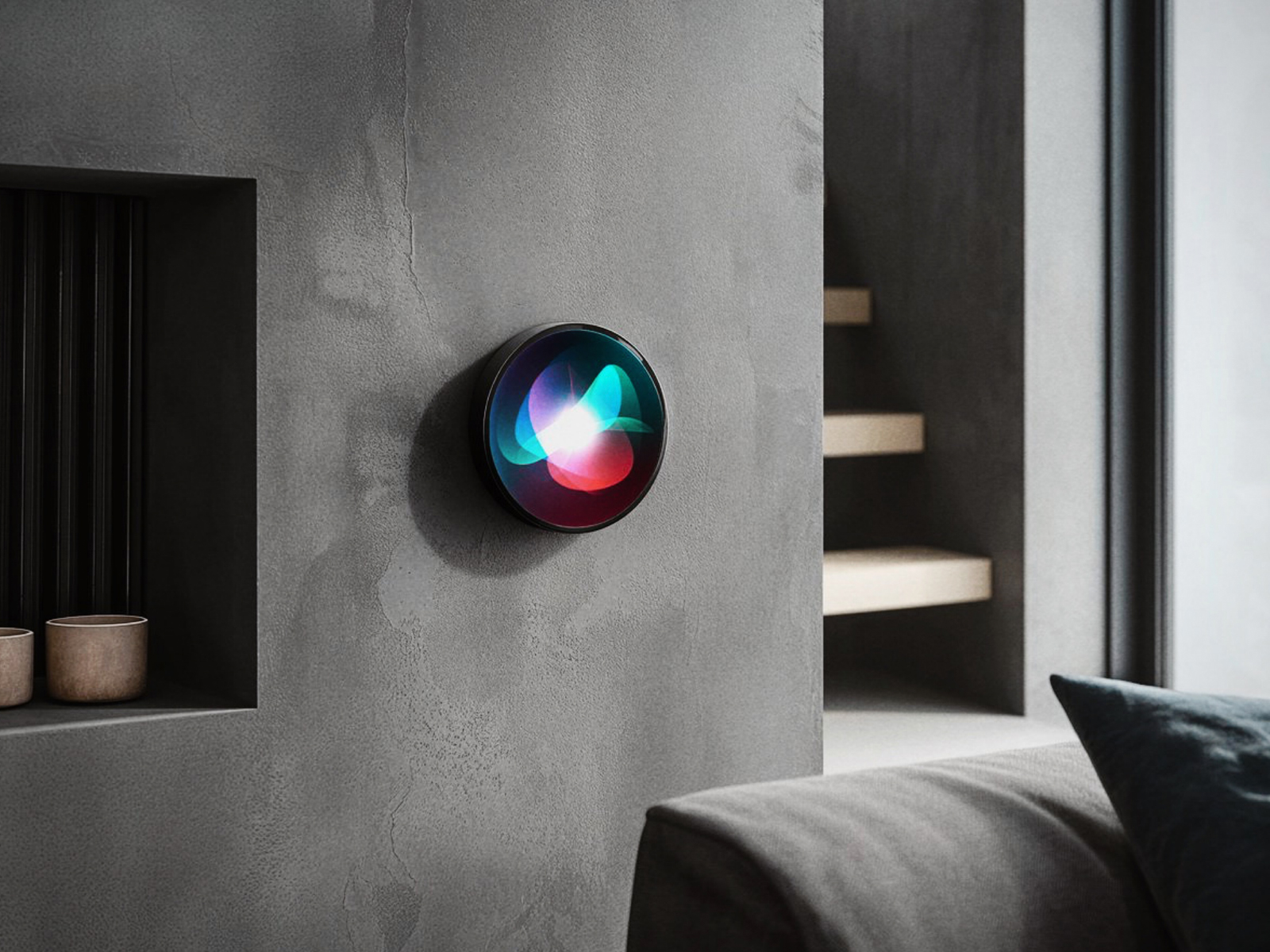 A concept image of a wall-mounted Siri device